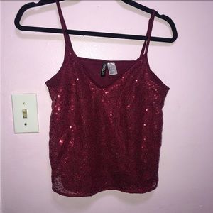 H&M Sparkly Burgundy Top